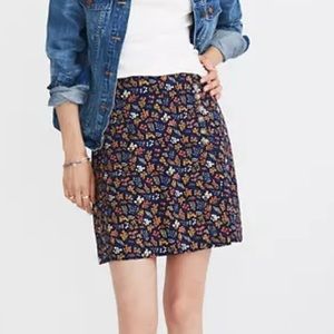 Madewell Side Button A Line Mini Skirt in Garden Party sz 0